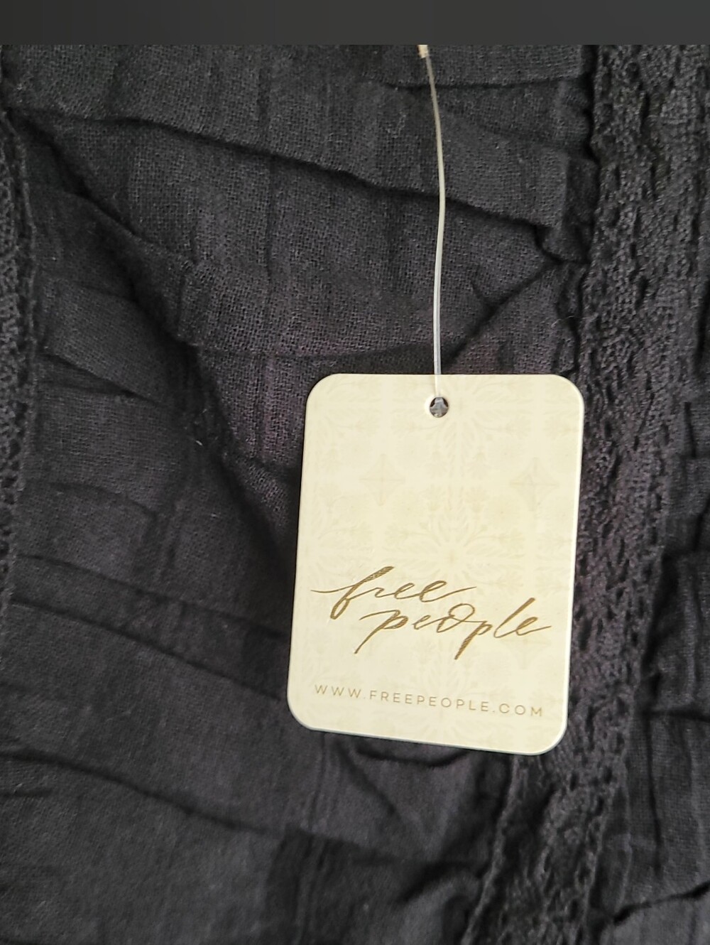 Free People Fun In The Sun Top Black Strapless Ruffled Peplum Crop Top Size M - Picture 7 of 11